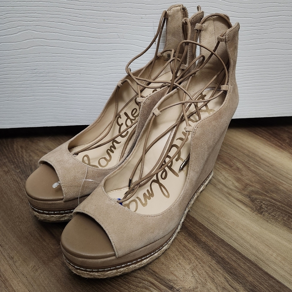 Sam Edelman Harriet Tan Suede Espadrille Sandals Size 9 New